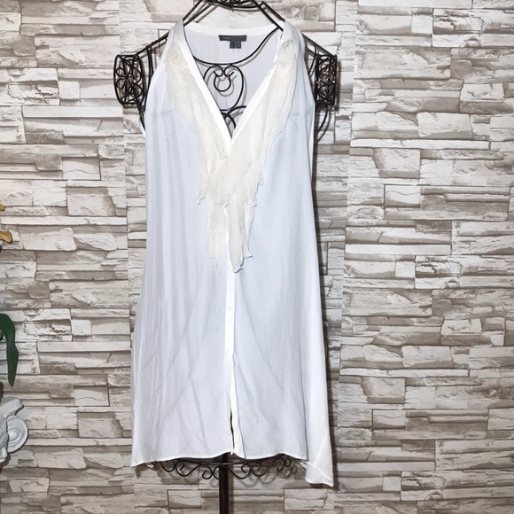 Vince Tops - VINCE Large ruffle front silk sleeves tunic /top